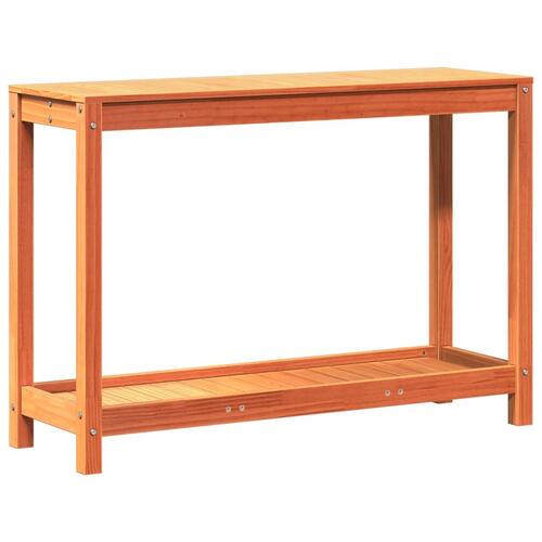 Plantebord med hylde 108x35x75 cm massivt fyrretræ gyldenbrun