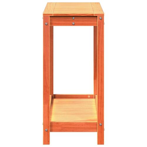 Plantebord med hylde 108x35x75 cm massivt fyrretræ gyldenbrun