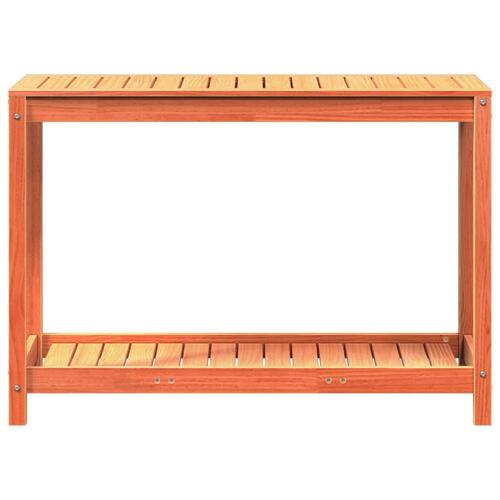 Plantebord med hylde 108x50x75 cm massivt fyrretræ gyldenbrun