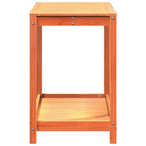 Plantebord med hylde 108x50x75 cm massivt fyrretræ gyldenbrun