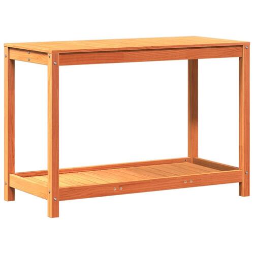 Plantebord med hylde 108x50x75 cm massivt fyrretræ gyldenbrun