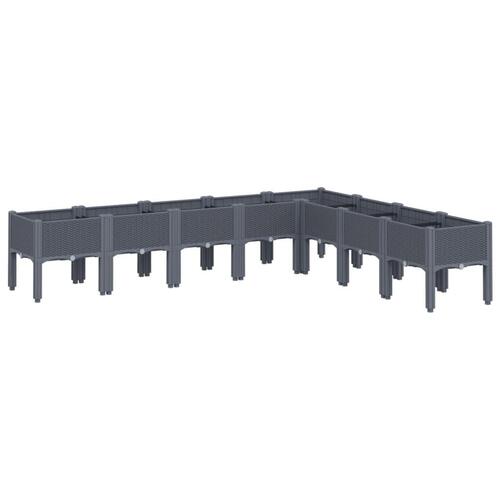 Plantekasse med ben 200x160x42 cm PP blågrå