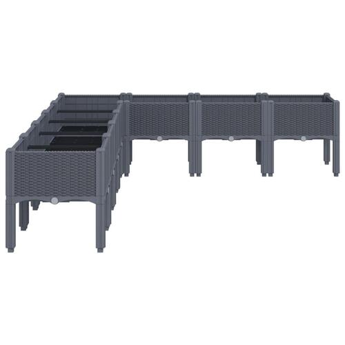 Plantekasse med ben 200x160x42 cm PP blågrå