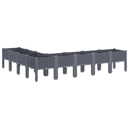 Plantekasse med ben 200x160x42 cm PP blågrå