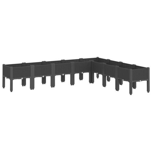 Plantekasse med ben 200x160x42 cm PP sort