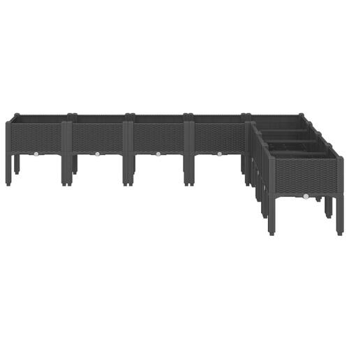 Plantekasse med ben 200x160x42 cm PP sort