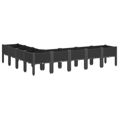 Plantekasse med ben 200x160x42 cm PP sort