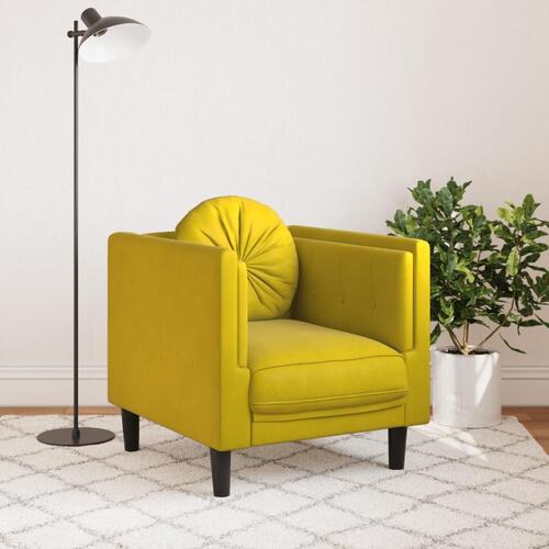 Sofastol med hynde velour gul