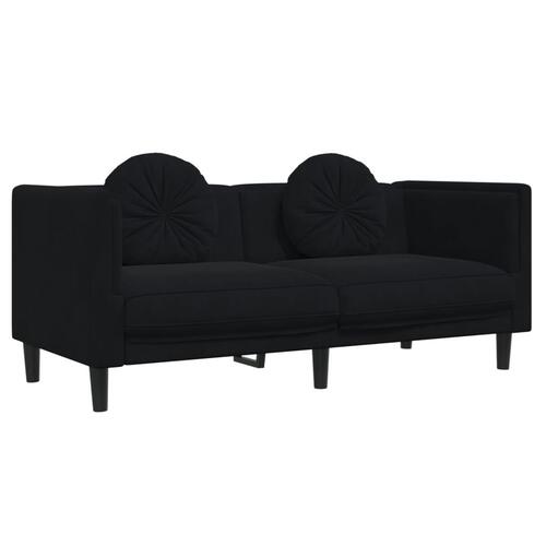 2-personers sofa med hynder velour sort