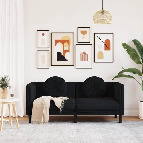 2-personers sofa med hynder velour sort