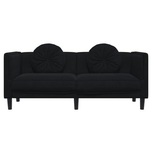 2-personers sofa med hynder velour sort