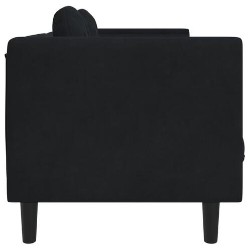 2-personers sofa med hynder velour sort
