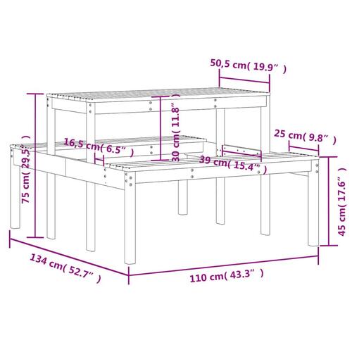 Picnicbord 110x134x75 cm massivt douglasgran
