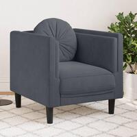 Sofastol med hynde velour mørkegrå