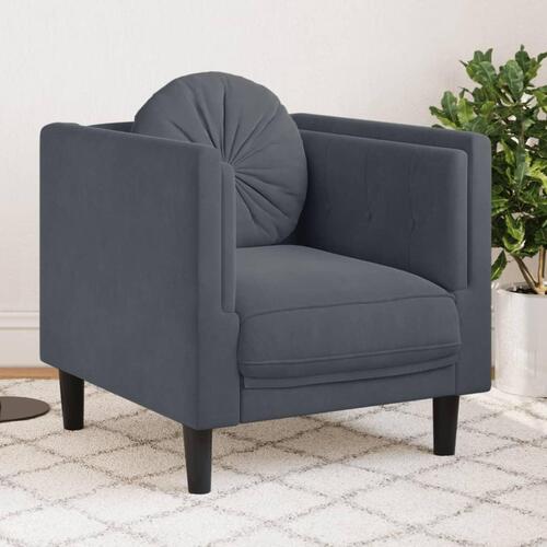 Sofastol med hynde velour mørkegrå