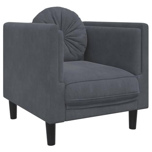 Sofastol med hynde velour mørkegrå