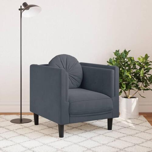 Sofastol med hynde velour mørkegrå