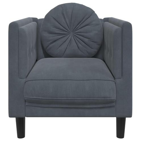 Sofastol med hynde velour mørkegrå