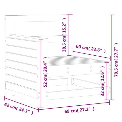 Sofamodul med armlæn 69x62x70,5 cm massivt douglasgran