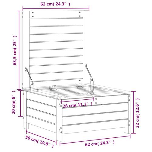 Haveskammel 62x63,5x32 cm massivt douglasgran