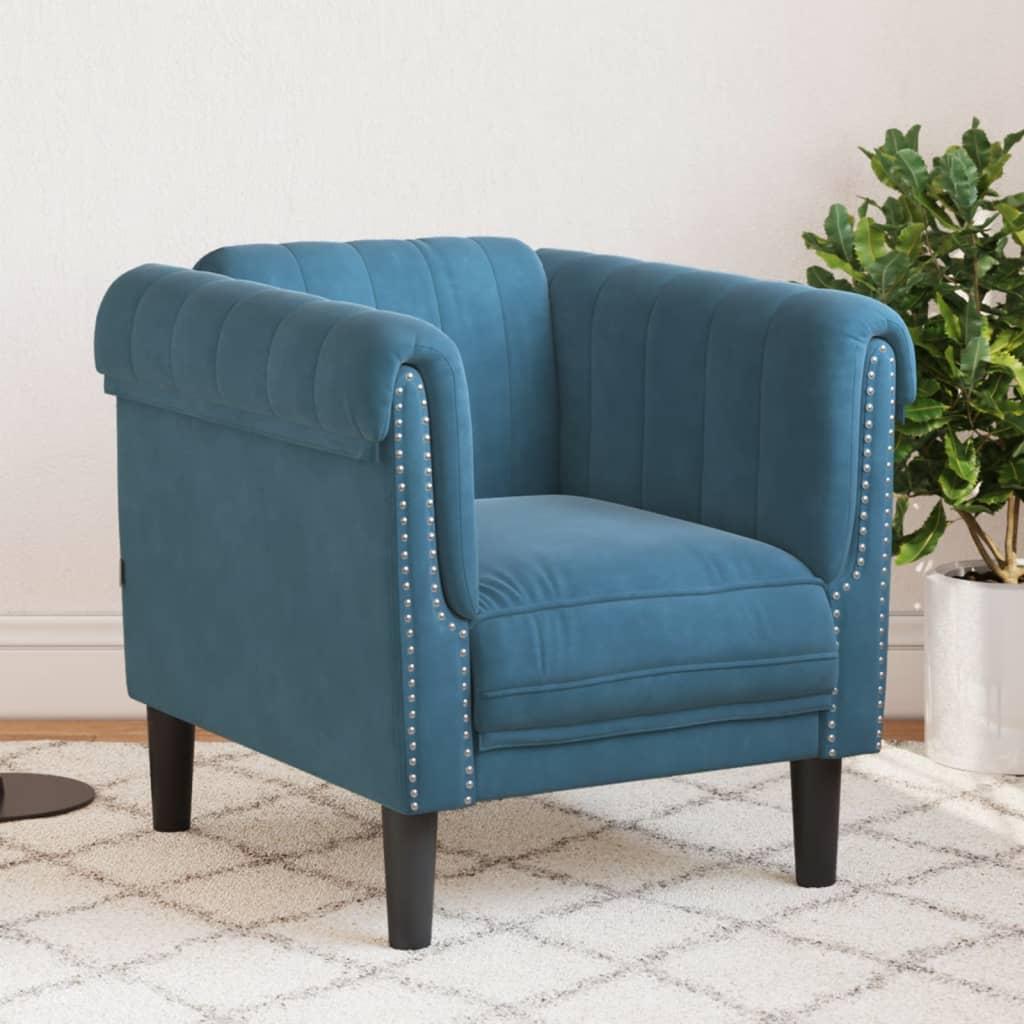 Sofastol velour blå
