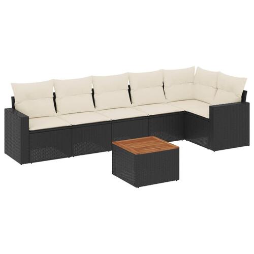 Sofasæt til haven 7 dele med hynder polyrattan sort