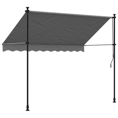 Markise 250x150 cm sammenrullelig stof og stål antracitgrå