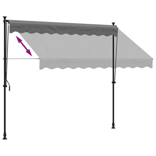 Markise 250x150 cm sammenrullelig stof og stål antracitgrå