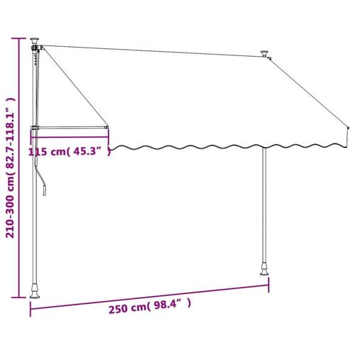 Markise 250x150 cm sammenrullelig stof og stål antracitgrå