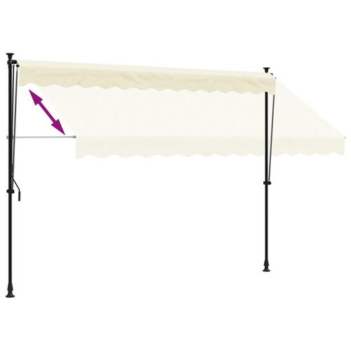 Markise 300x150 cm sammenrullelig stof og stål cremefarvet