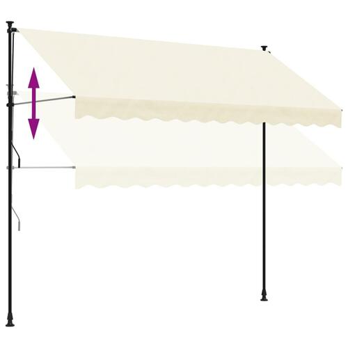 Markise 300x150 cm sammenrullelig stof og stål cremefarvet