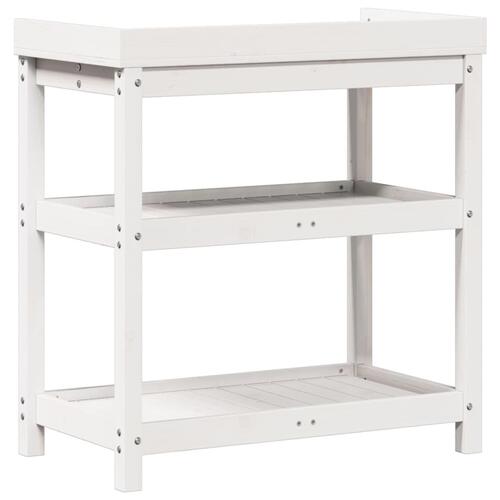 Plantebord med hylder 82,5x45x86,5 cm massivt fyrretræ hvid