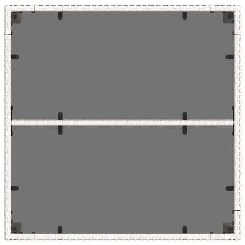 Havebord med glastop 90x90x75 cm polyrattan hvid