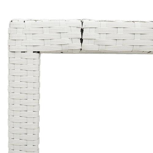 Havebord med glastop 90x90x75 cm polyrattan hvid