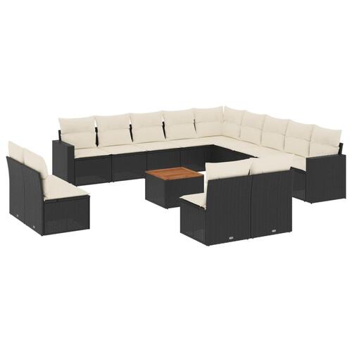 Sofasæt til haven 14 dele med hynder polyrattan sort