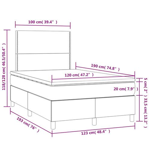 Kontinentalseng med madras og LED-lys 120x190 cm velour sort