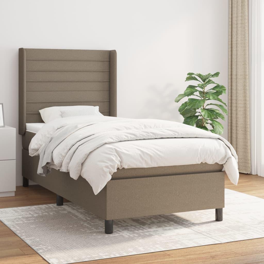 Kontinentalseng med madras 90x190 cm stof gråbrun