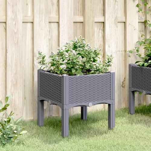 Plantekasse med ben 40x40x42 cm PP grå