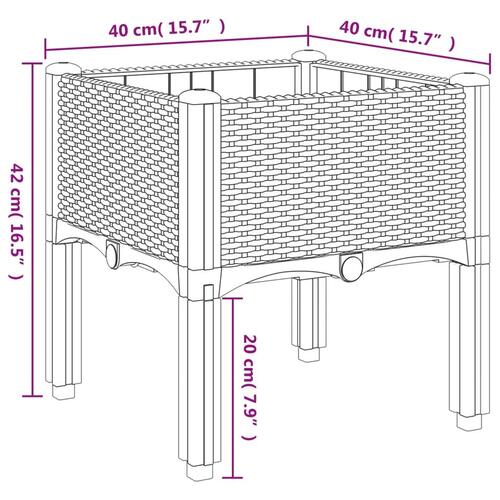 Plantekasse med ben 40x40x42 cm PP grå