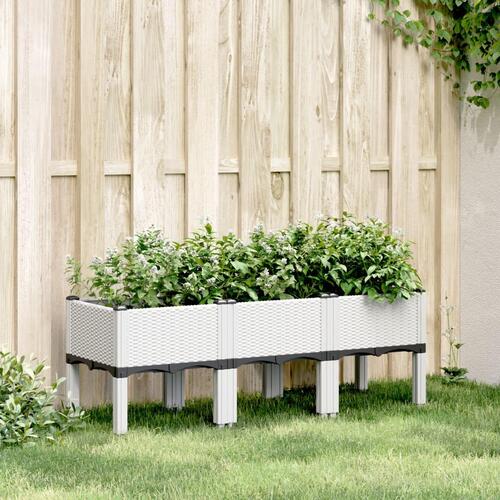 Plantekasse med ben 120x40x42 cm PP hvid