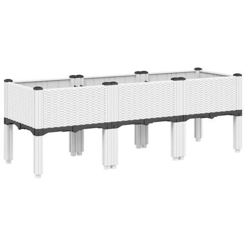 Plantekasse med ben 120x40x42 cm PP hvid