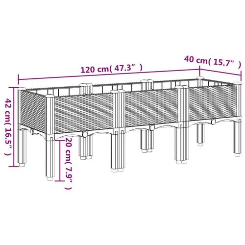 Plantekasse med ben 120x40x42 cm PP hvid
