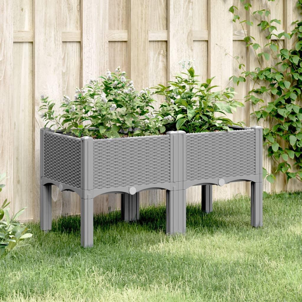 Plantekasse med ben 80x40x42 cm PP lysegrå