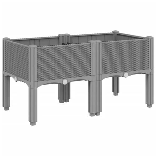 Plantekasse med ben 80x40x42 cm PP lysegrå
