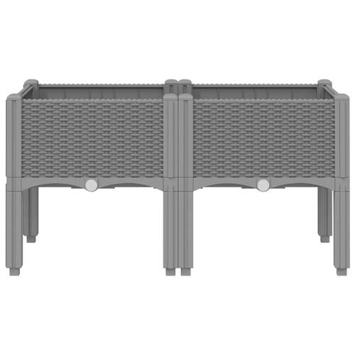 Plantekasse med ben 80x40x42 cm PP lysegrå