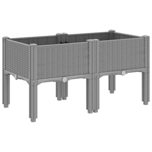 Plantekasse med ben 80x40x42 cm PP lysegrå