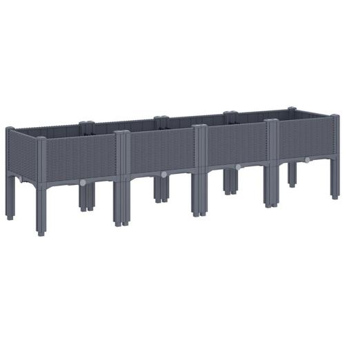 Plantekasse med ben 120x40x42 cm PP grå