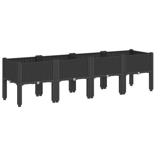 Plantekasse med ben 160x40x42 cm PP sort