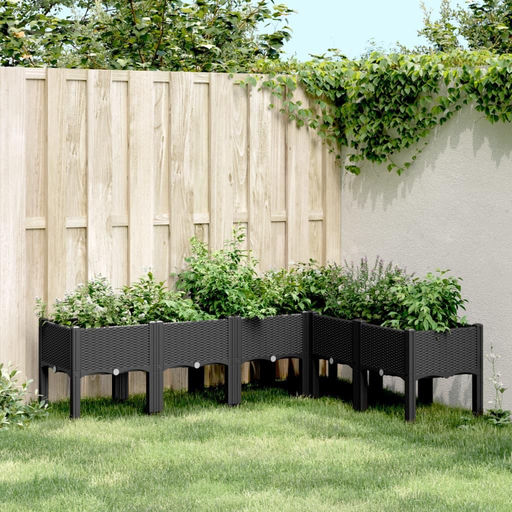 Plantekasse med ben 160x120x42 cm PP sort