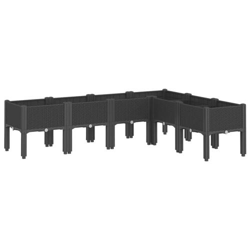 Plantekasse med ben 160x120x42 cm PP sort
